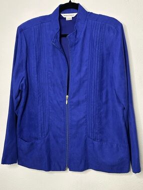 Drapers & Damons Cobalt Blue Suede Zip Bomber Jacket